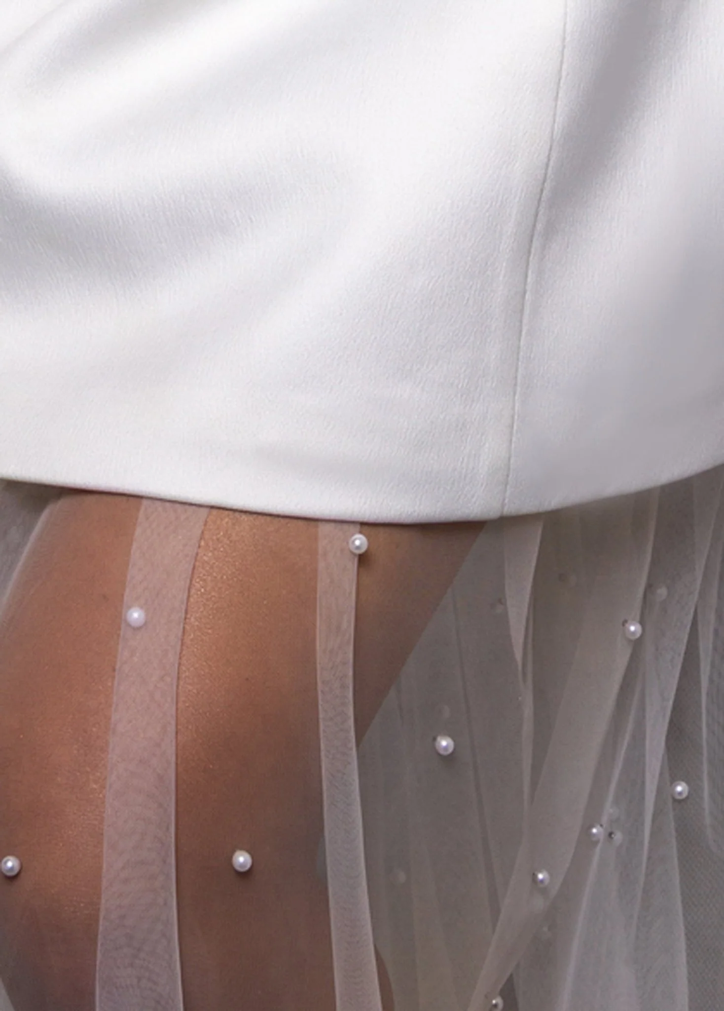 Angelic Bliss Mini Dress With Detachable Pearl Skirt - White - Image 7
