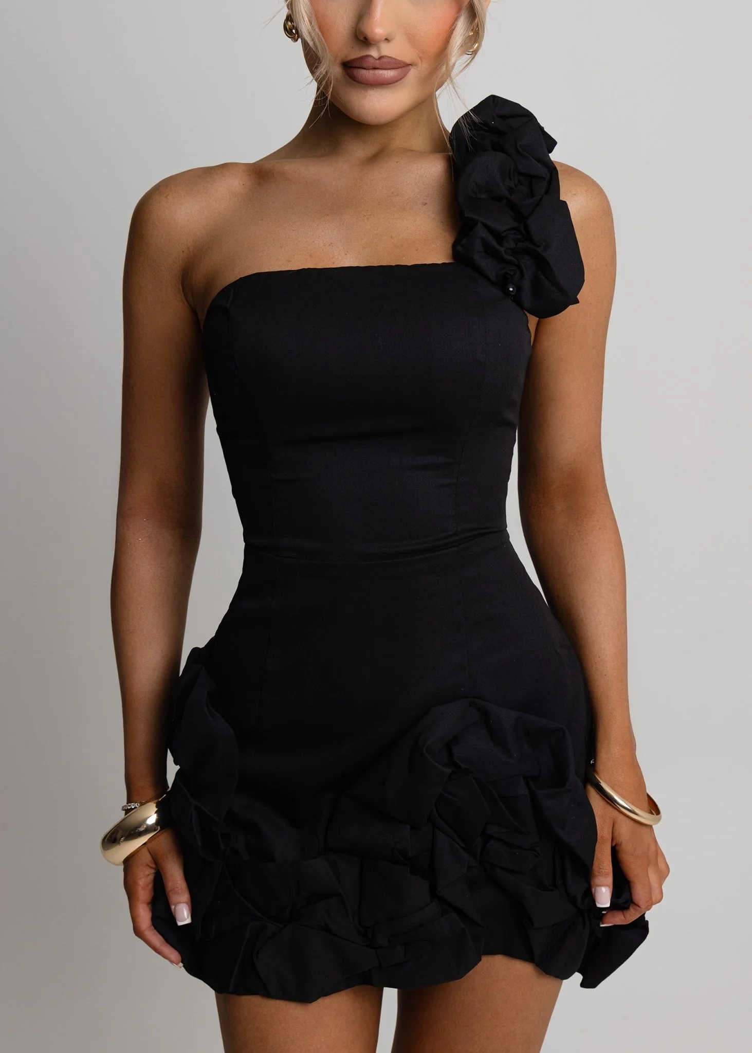 Be The One Ruffle Mini Dress - Black - Image 3