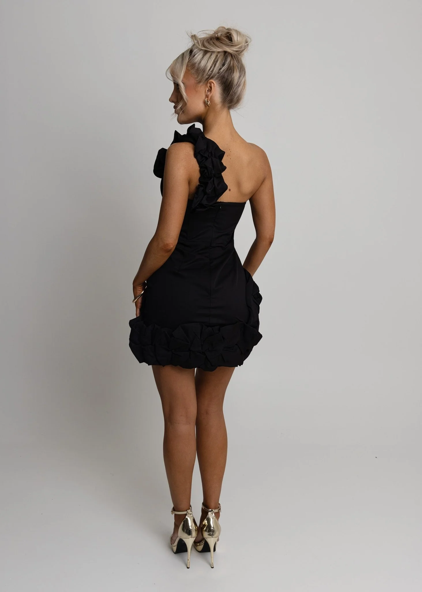 Be The One Ruffle Mini Dress - Black - Image 4