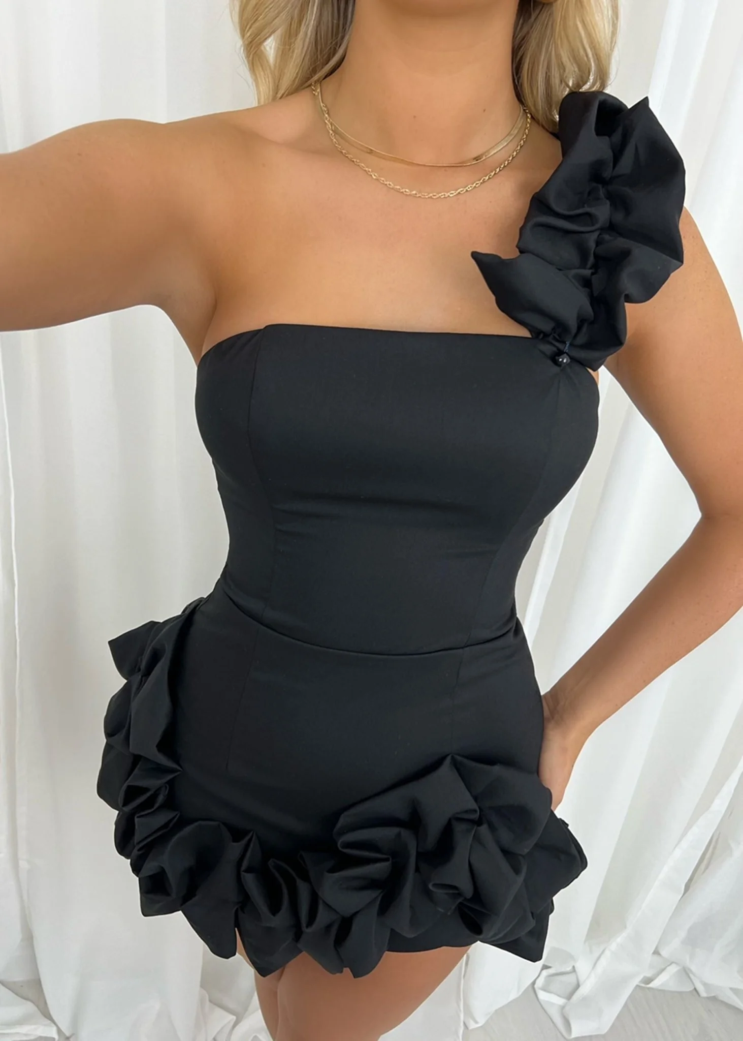 Be The One Ruffle Mini Dress - Black - Image 6
