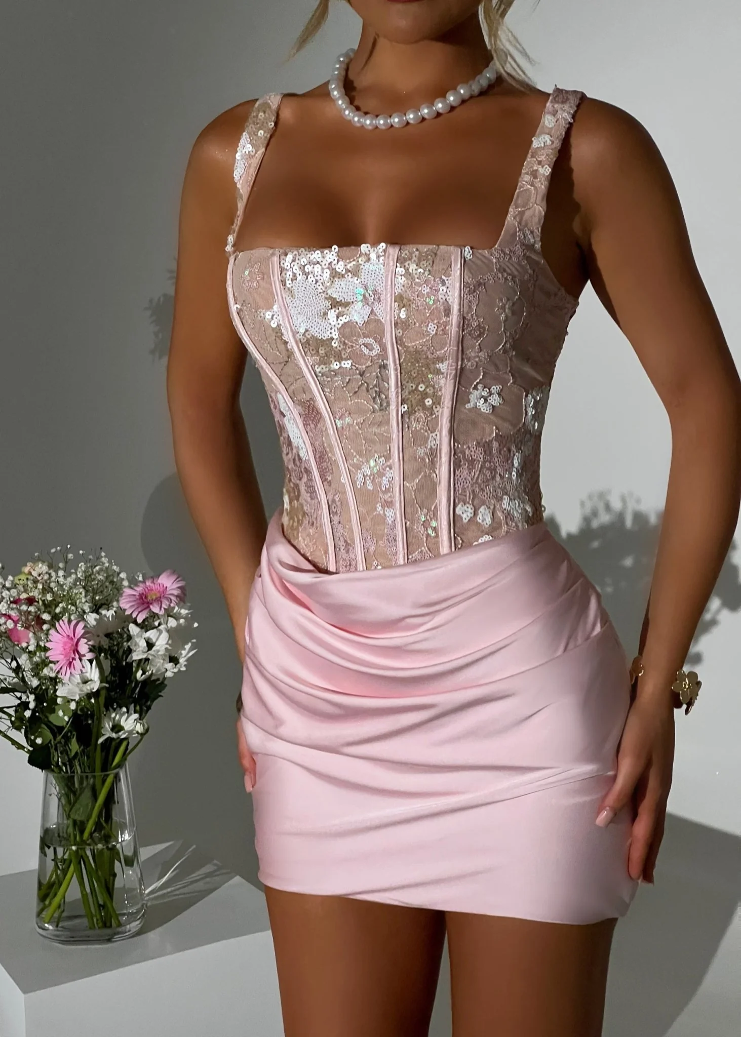 Enchanted Charm Corset Mini Dress - Pink - Image 2