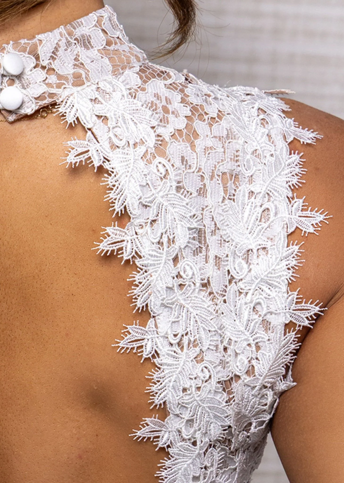 Flawlessly Lost Lace Backless Playsuit - White - Image 4