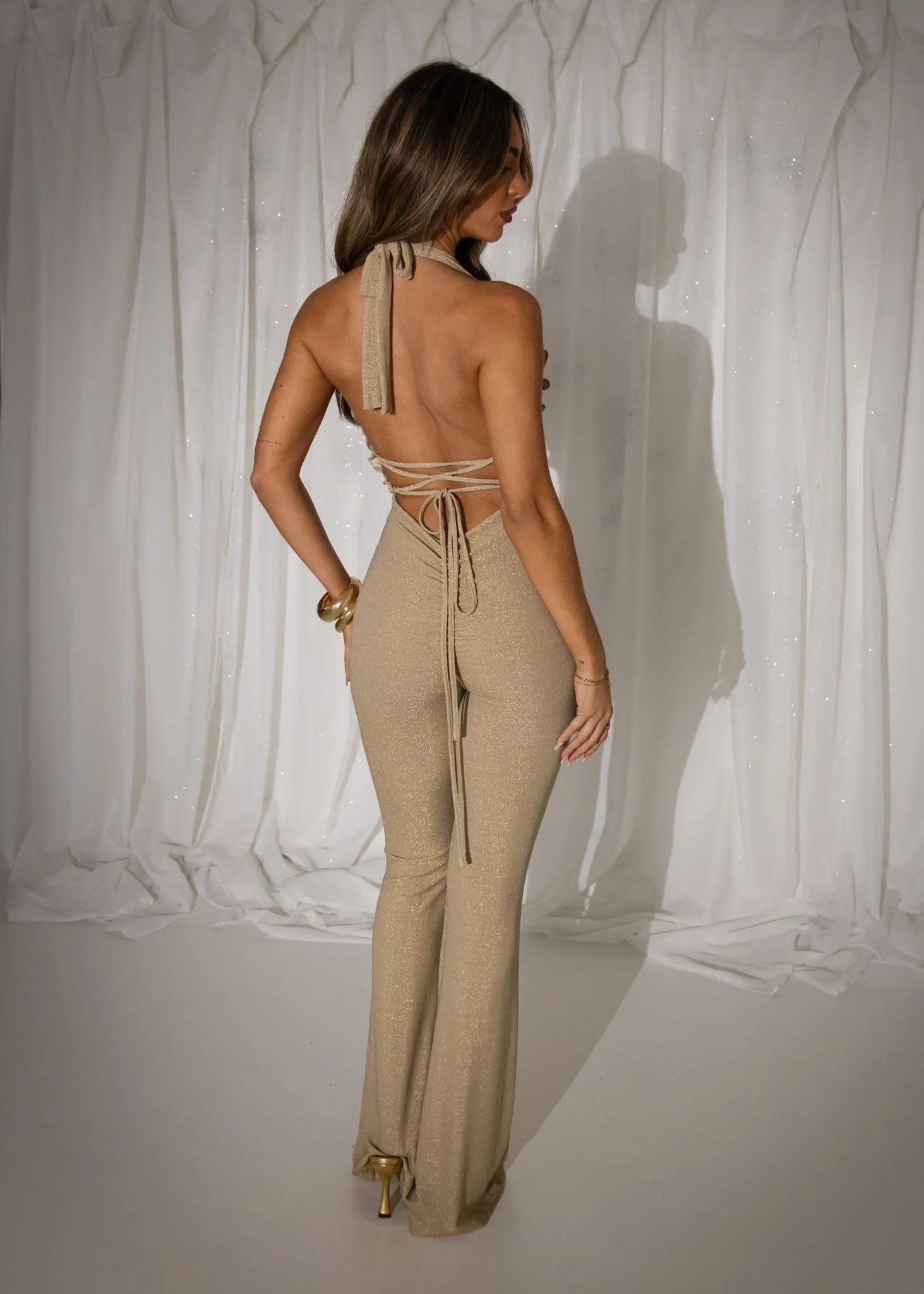 Forever Radiant Ruffle Lurex Jumpsuit - Gold - Image 6