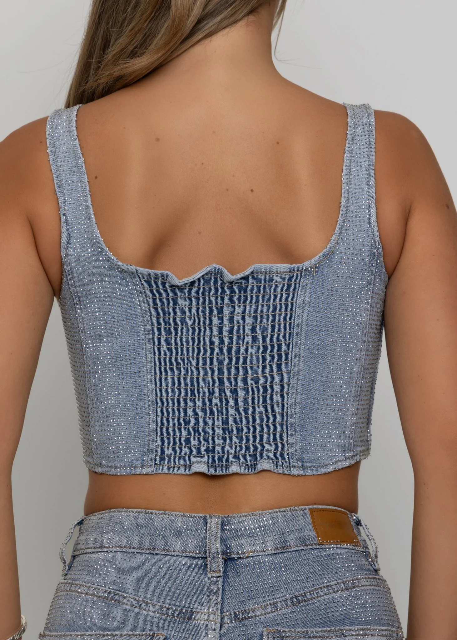 Forever Sparkle Diamante Corset Top - Blue - Image 7