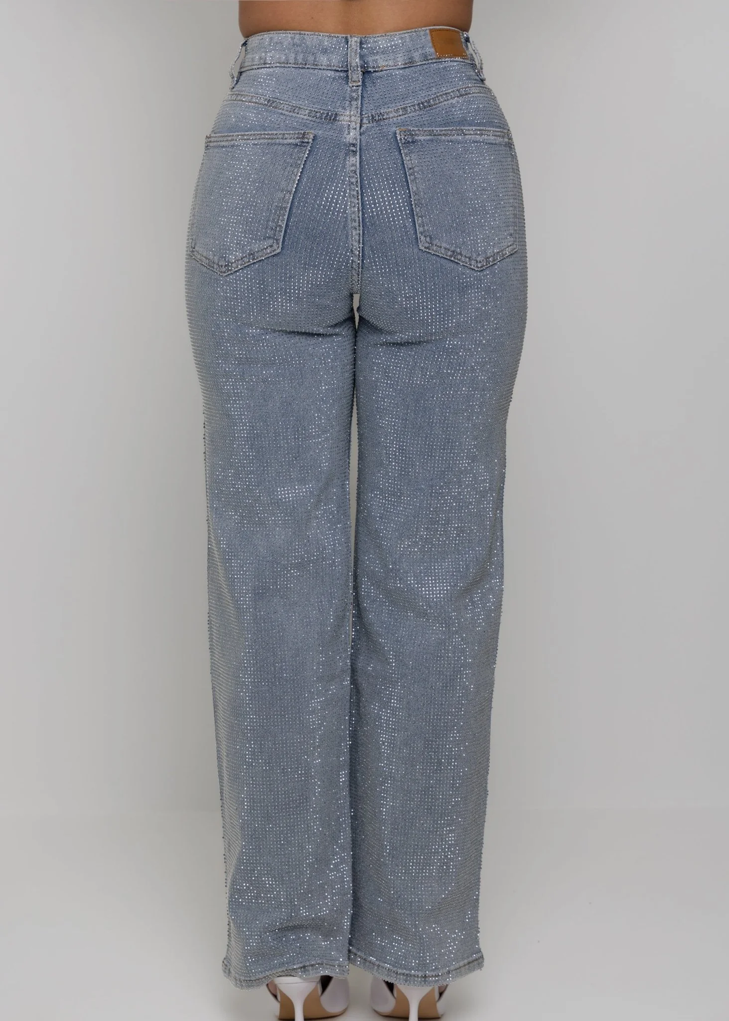 Forever Sparkle Diamante Straight Leg Jean - Blue - Image 4