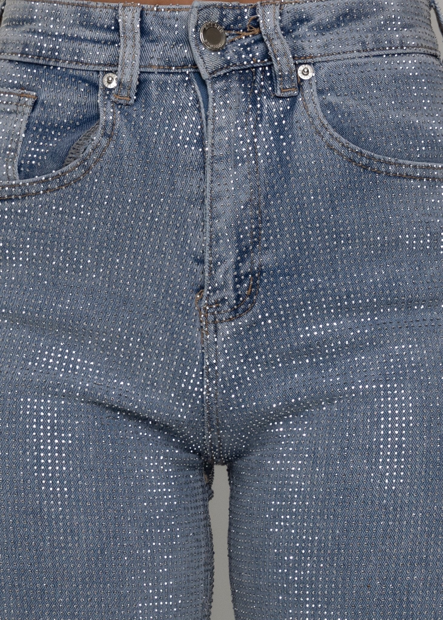 Forever Sparkle Diamante Straight Leg Jean - Blue - Image 5