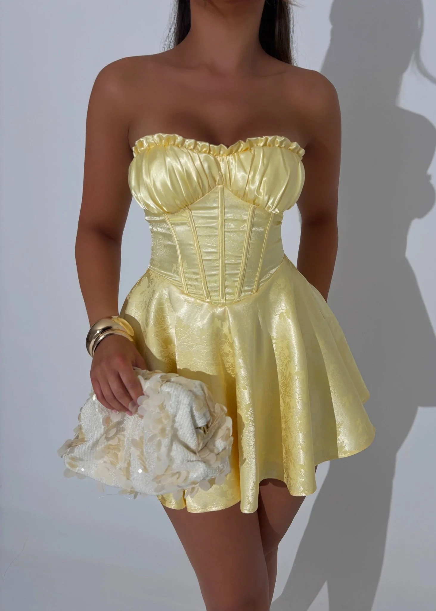Heartstopper Strapless Mini Dress - Yellow - Image 4