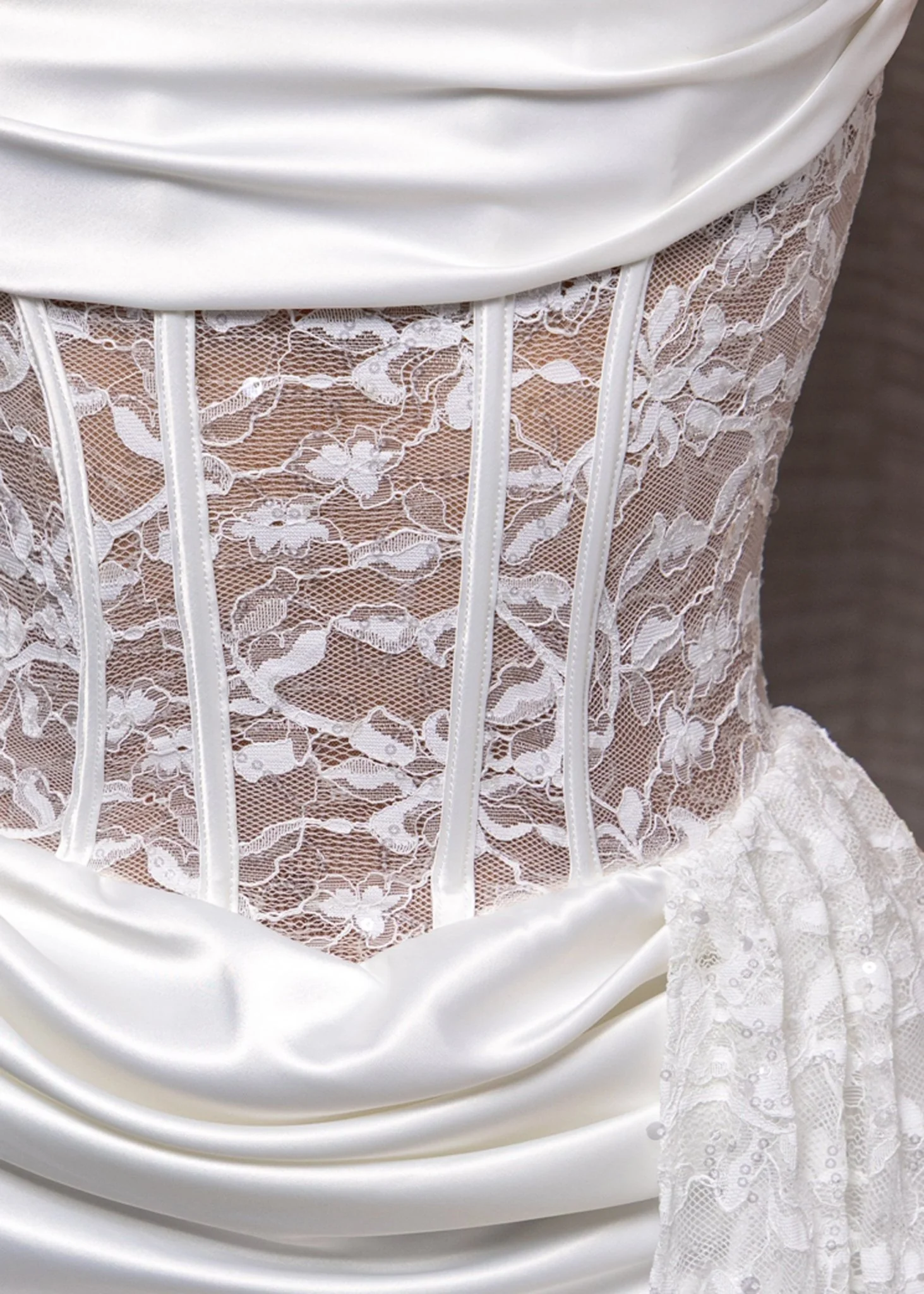 Hidden Grace Drape Mini Dress - White - Image 5