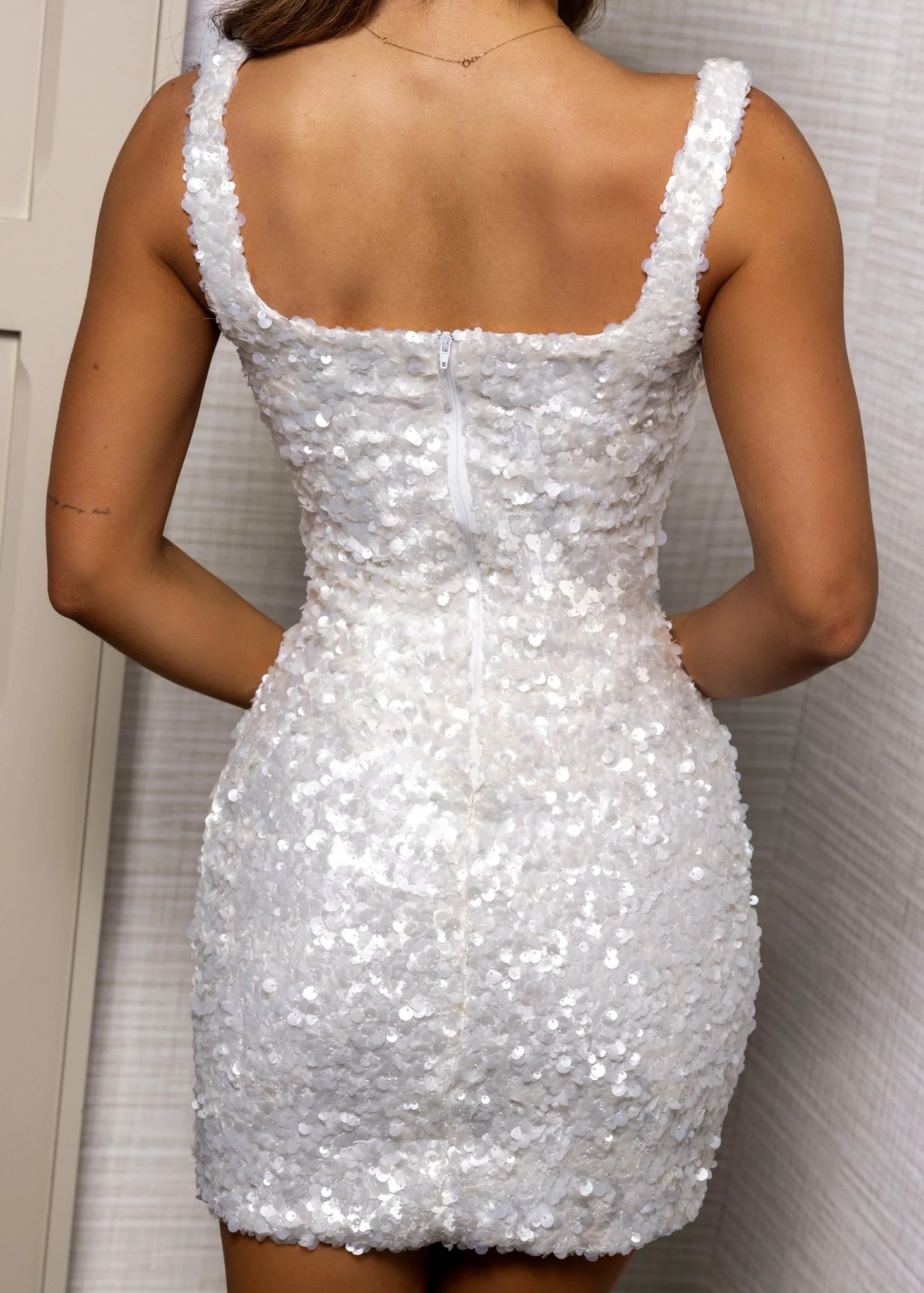 Let Love Grow Sequin Mini Dress - White - Image 5