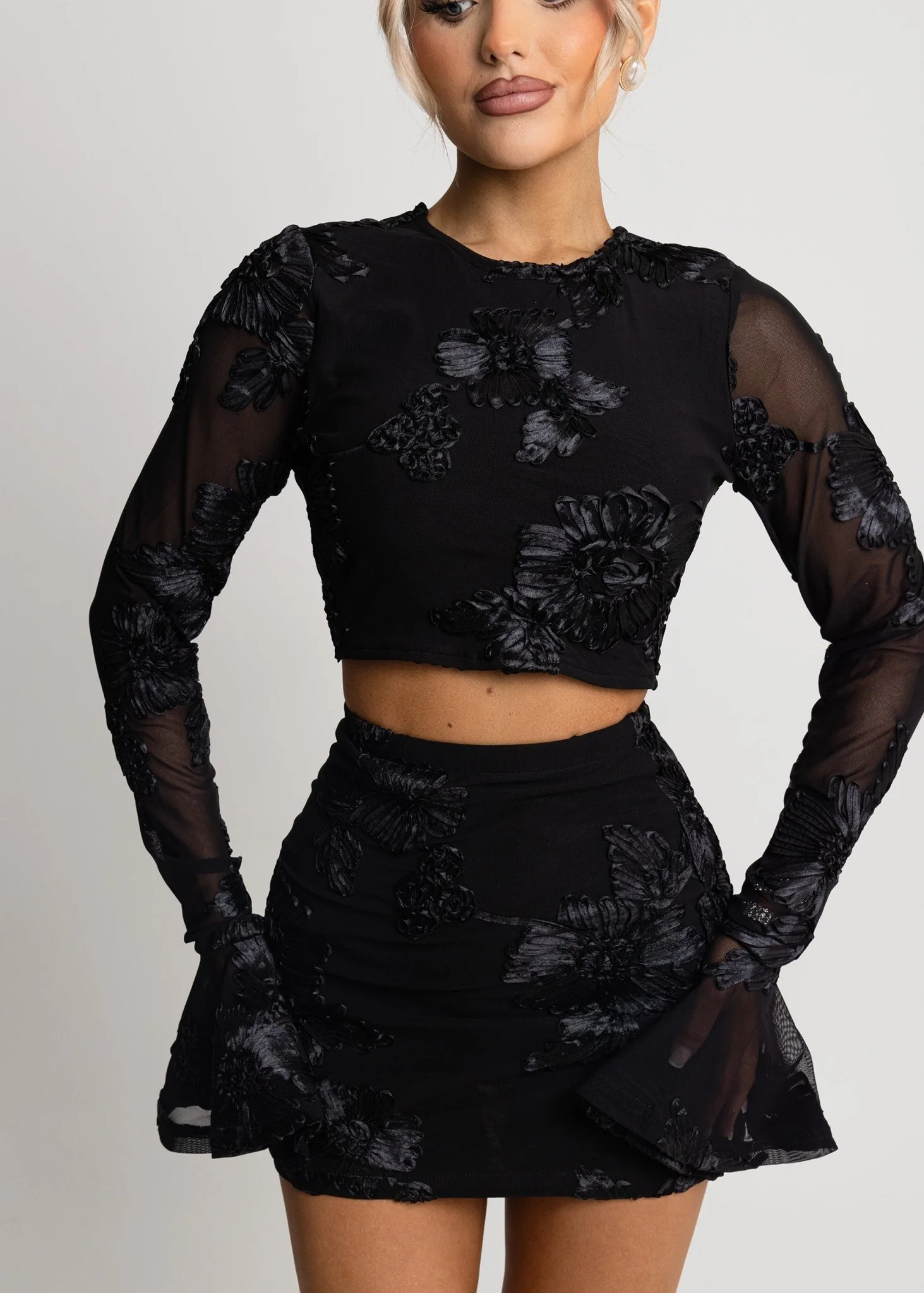 Love Ignited Long Sleeve Two Piece - Black - Image 4
