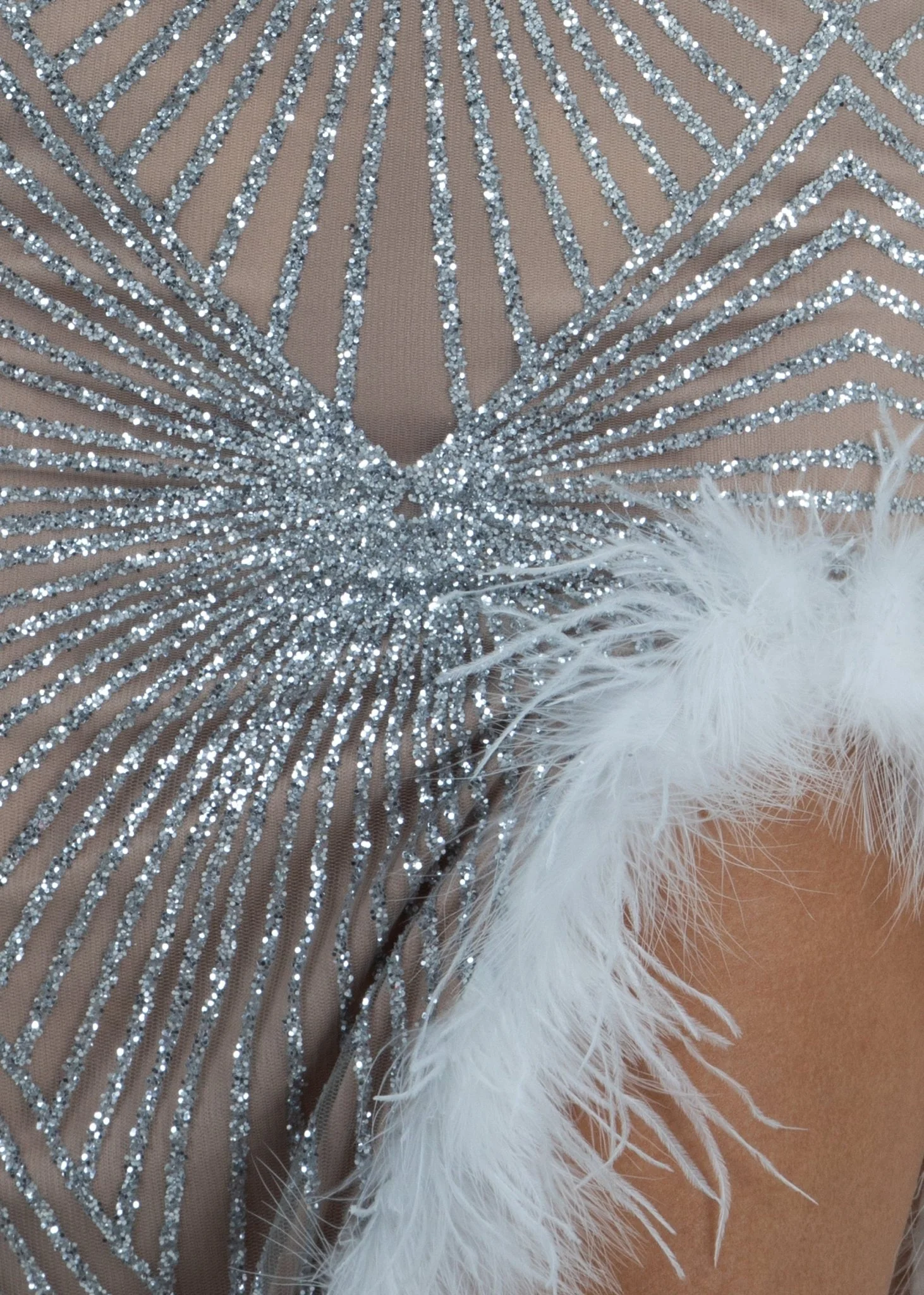 Martha-Mae Premium Feather Trim Gown - Silver - Image 4