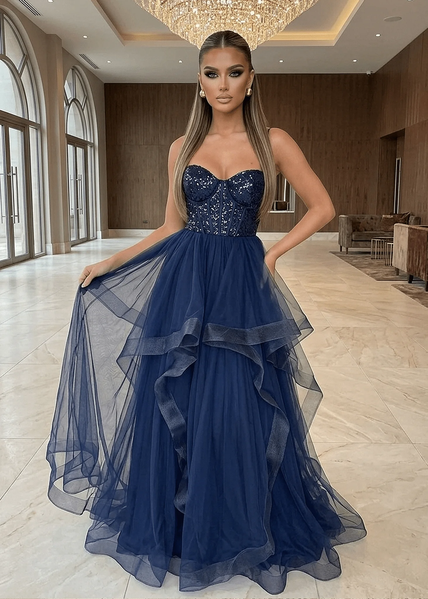 Midnight Shine Gown - Navy
