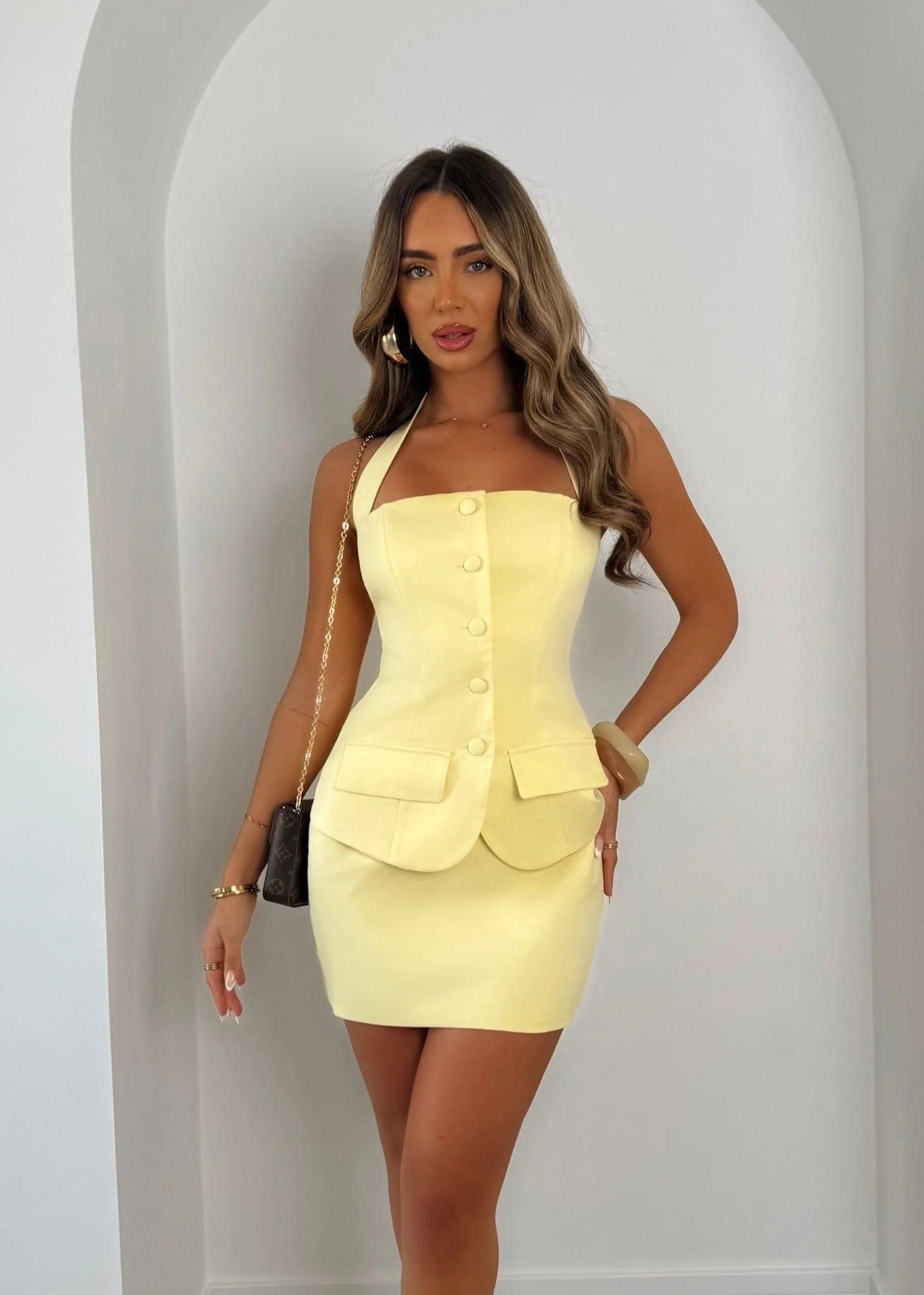 Modern Edge Mini Dress - Yellow - Image 4