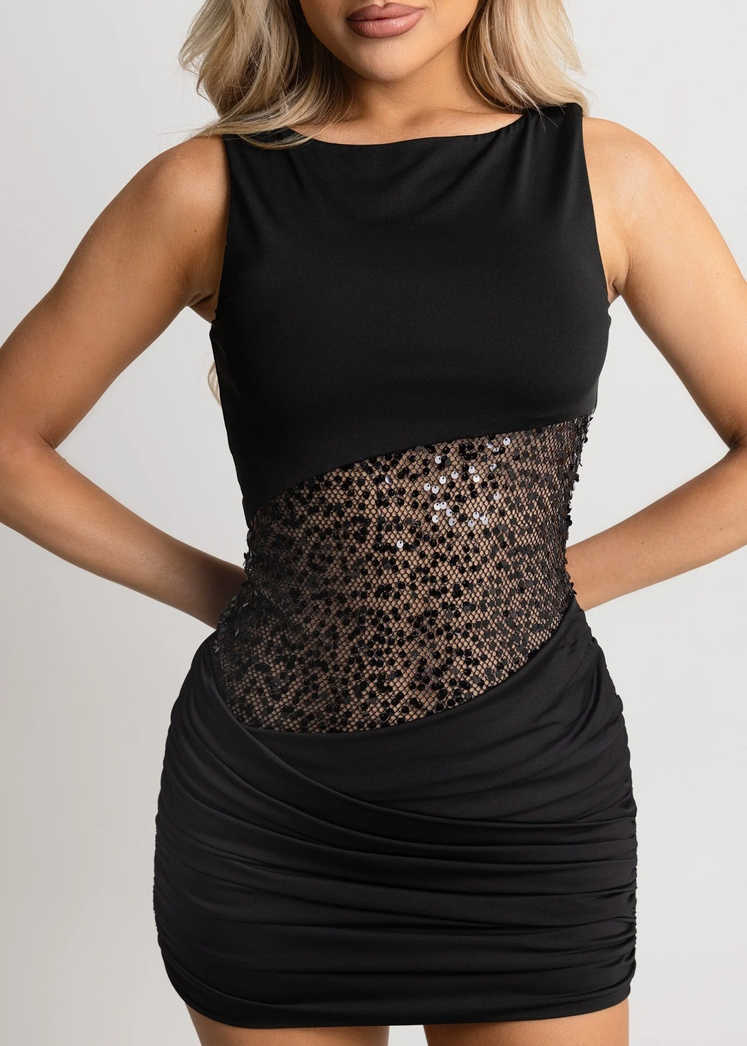 Never Guilty Sequin Mini Dress - Black - Image 3