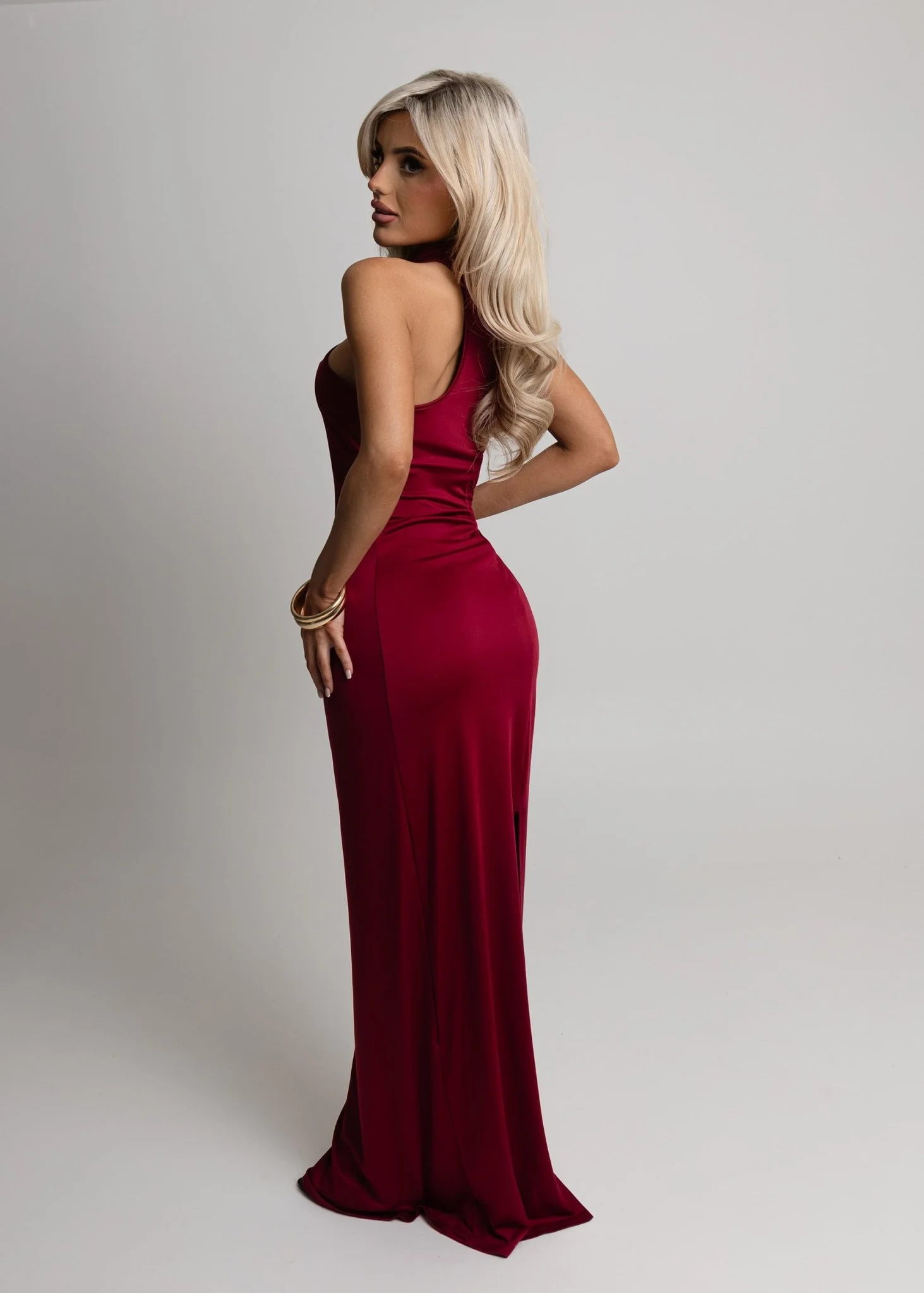 Romance Me Halterneck Maxi - Wine - Image 2