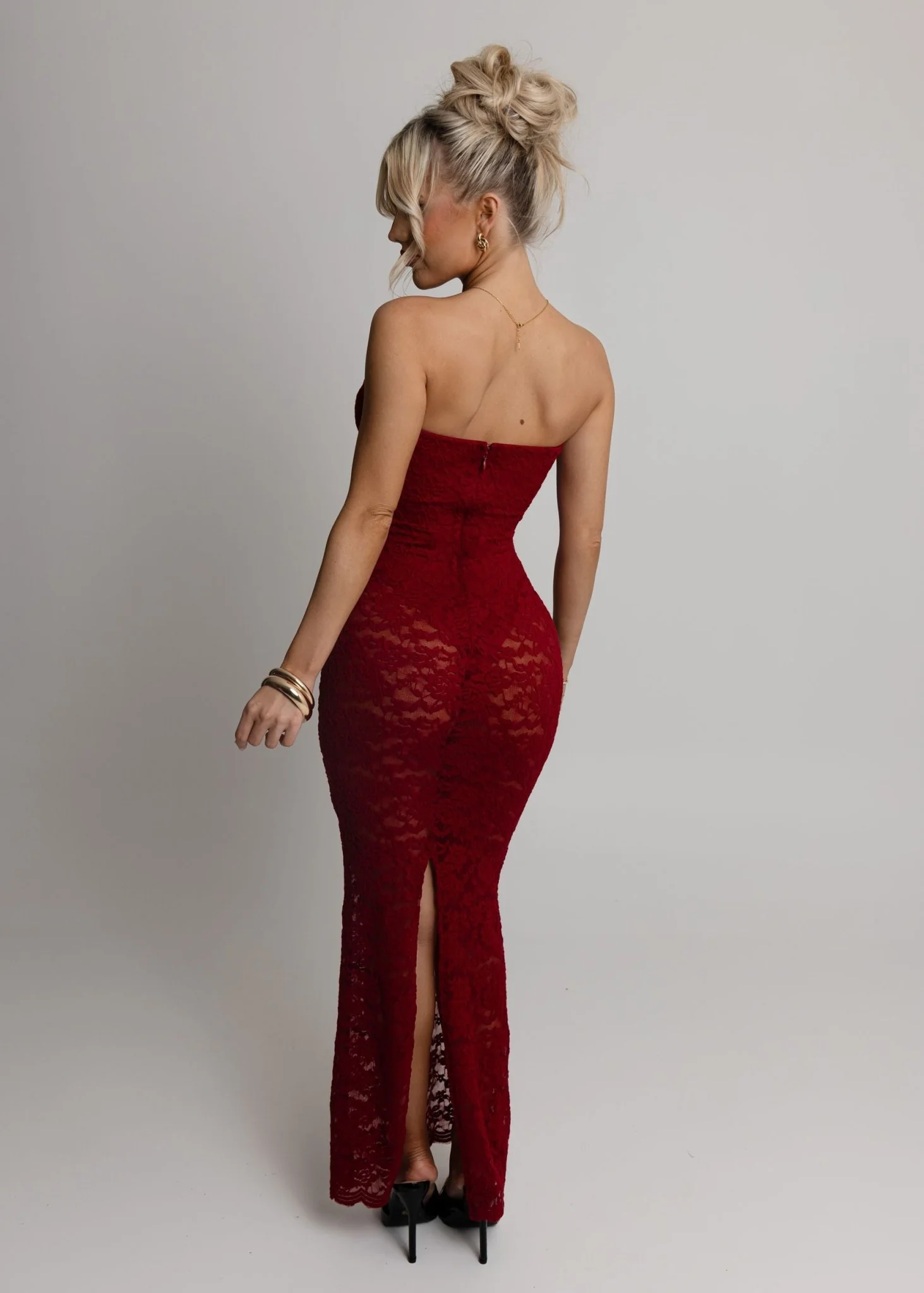 Rumour Has It Lace Maxi Dress - Wine - Image 2