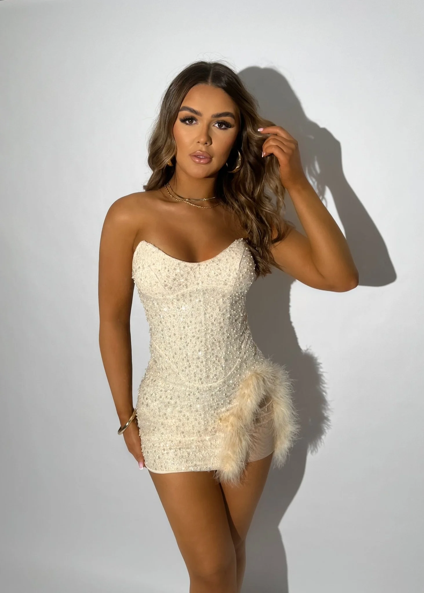 Under the Spotlight Mini Dress - Pearl - Image 9